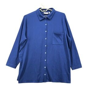 Belle by Kim Gravel Button Up Top Blue 2X